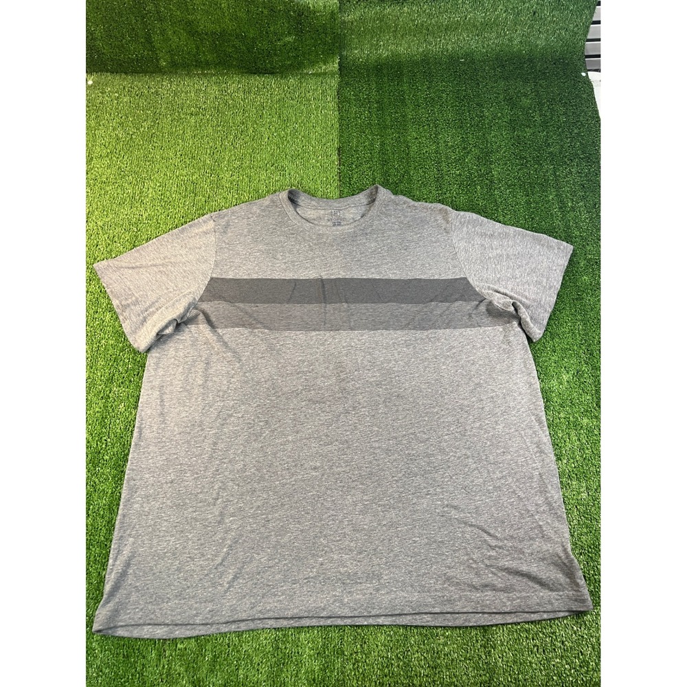 George Mens 2XL Heather Grey Striped Short Sleeve Crew‎ Neck T-Shirt
